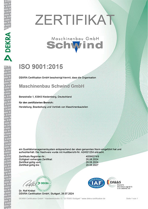 Wir sind nach ISO 9001:2015 zertifiziert