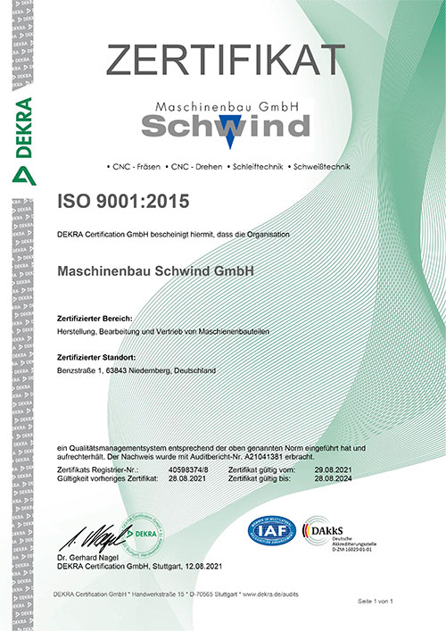 Wir sind nach ISO 9001:2015 zertifiziert